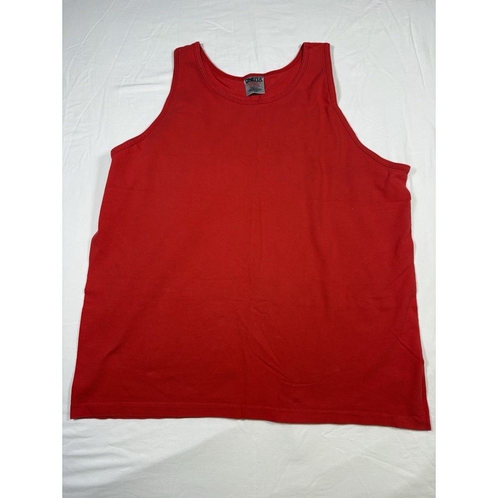 Vintage 90s ONEITA Power-T Red Tank Top T Shirt Size XL Made In USA